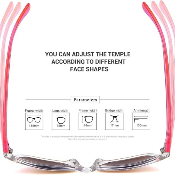 Sunglasses Womens,Classic Square Frame UV400 Mirrored Lens,Sunglasses Fit main image 4